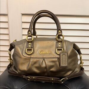 NWOT Coach Metallic Leather Satchel | Brass Hardware | Legacy Style | Bronze